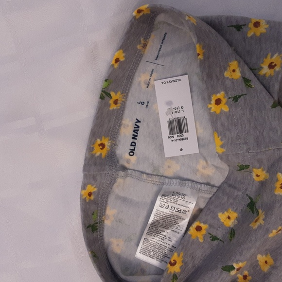 OLD NAVY - leggings girls gray with yellow flowers size L (10-12) - Picture 4 of 5